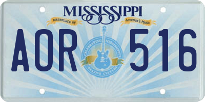 MS license plate AOR516