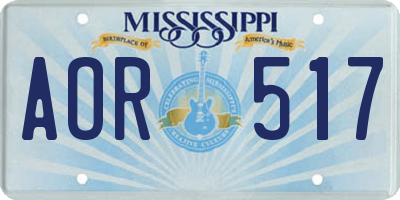 MS license plate AOR517