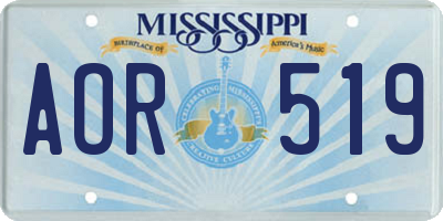 MS license plate AOR519