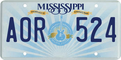 MS license plate AOR524