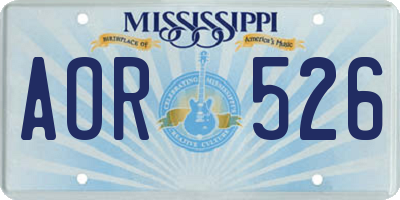MS license plate AOR526