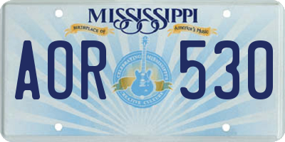 MS license plate AOR530