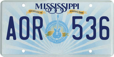MS license plate AOR536