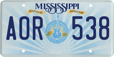 MS license plate AOR538