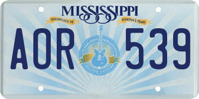 MS license plate AOR539