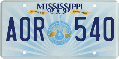 MS license plate AOR540