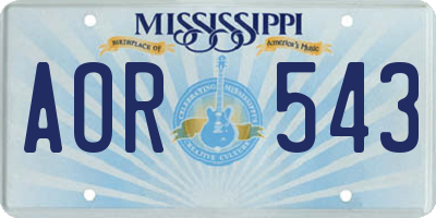 MS license plate AOR543