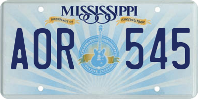 MS license plate AOR545