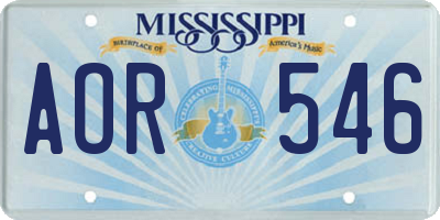 MS license plate AOR546