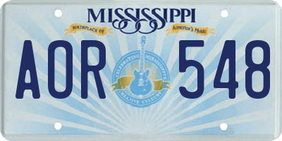 MS license plate AOR548