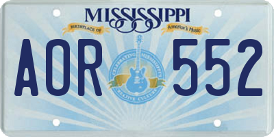 MS license plate AOR552