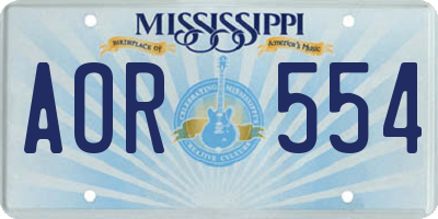 MS license plate AOR554