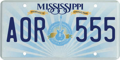 MS license plate AOR555