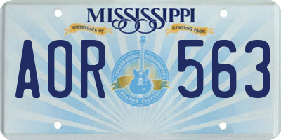 MS license plate AOR563