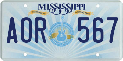 MS license plate AOR567