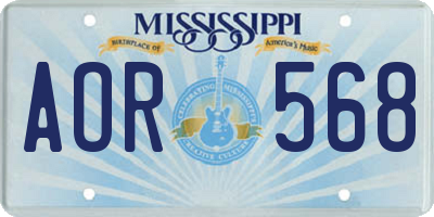 MS license plate AOR568