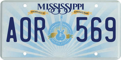 MS license plate AOR569