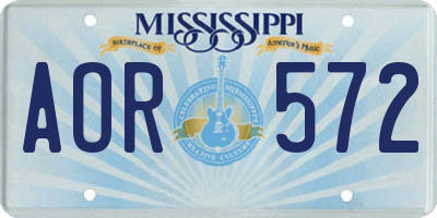 MS license plate AOR572