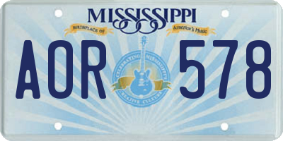 MS license plate AOR578