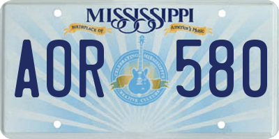 MS license plate AOR580