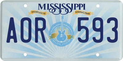 MS license plate AOR593