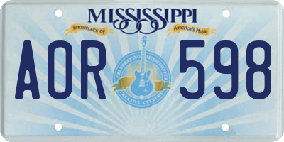 MS license plate AOR598