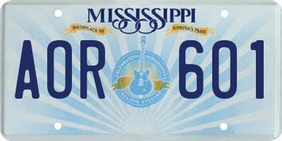 MS license plate AOR601