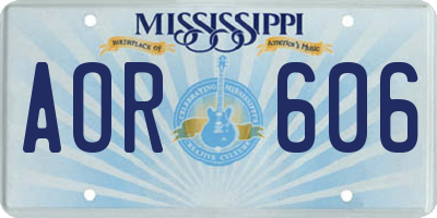 MS license plate AOR606