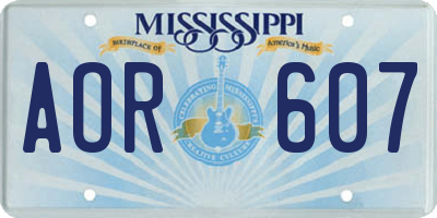 MS license plate AOR607
