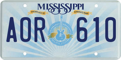 MS license plate AOR610