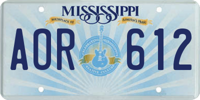 MS license plate AOR612