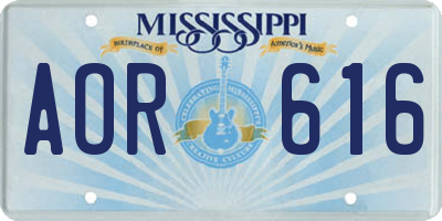 MS license plate AOR616