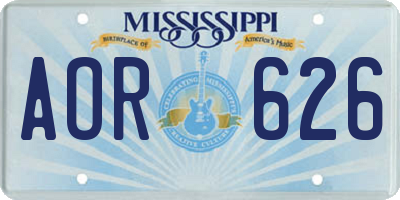 MS license plate AOR626
