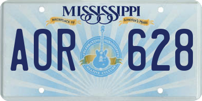 MS license plate AOR628