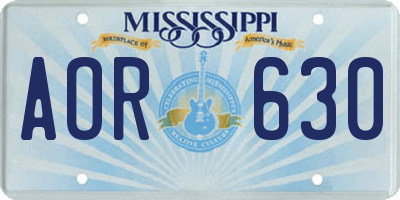 MS license plate AOR630
