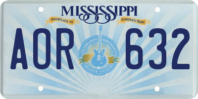 MS license plate AOR632