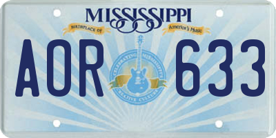 MS license plate AOR633