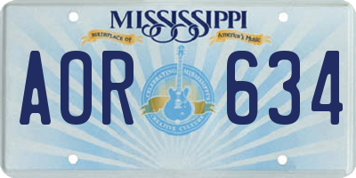 MS license plate AOR634