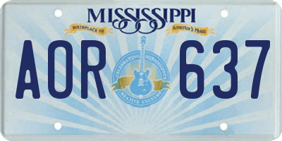 MS license plate AOR637