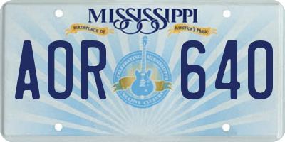 MS license plate AOR640