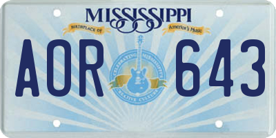MS license plate AOR643