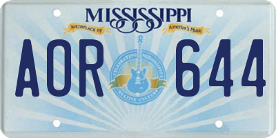 MS license plate AOR644