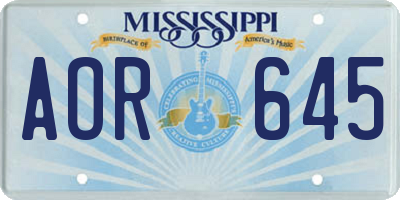 MS license plate AOR645