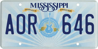 MS license plate AOR646