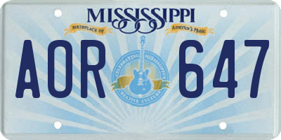 MS license plate AOR647
