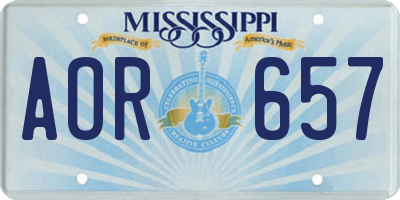 MS license plate AOR657
