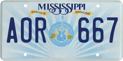 MS license plate AOR667