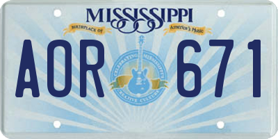 MS license plate AOR671