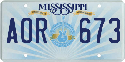 MS license plate AOR673