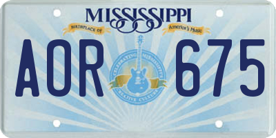 MS license plate AOR675